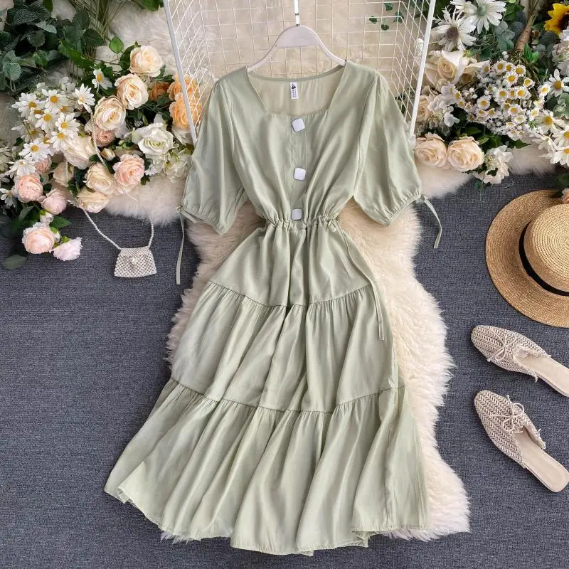 Платье SINGRAIN женское средней длины однотонное повседневное ТРАПЕЦИЕВИДНОЕ с