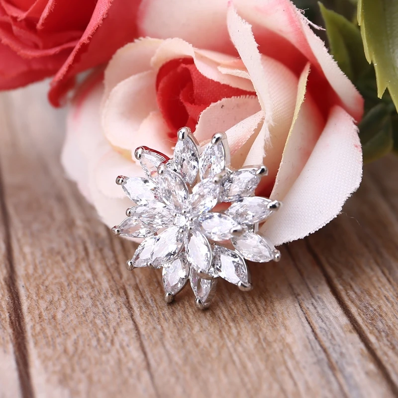 

5Pcs 21mm Rhinestone Flower Button Jewelry Metal Embellishments for DIY Crafts