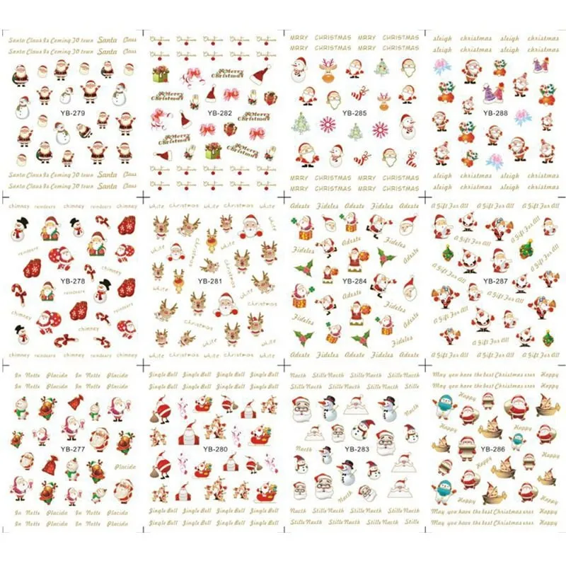 Горячие 3D Santas/Снеговики/снежинки дизайн ногтей наклейки для рождественских
