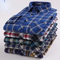 plaid checkered shirt men 100 cotton shirt long sleeve frosted flannel shirts casual korean regular fit business dress shirt