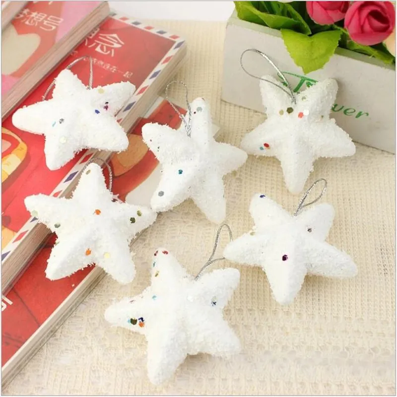 6 шт./упак. Рождество пузырь снег пятиконечная звезда подвесная Елочная игрушка