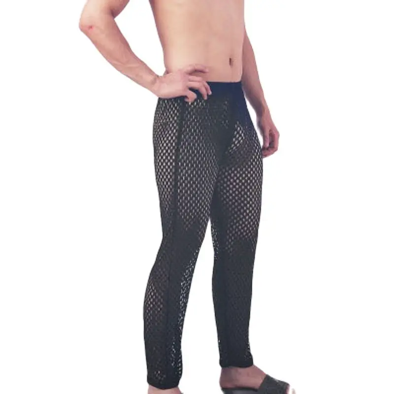 Мужские сетчатые штаны дышащее сексуальное прозрачное белье домашняя пижама