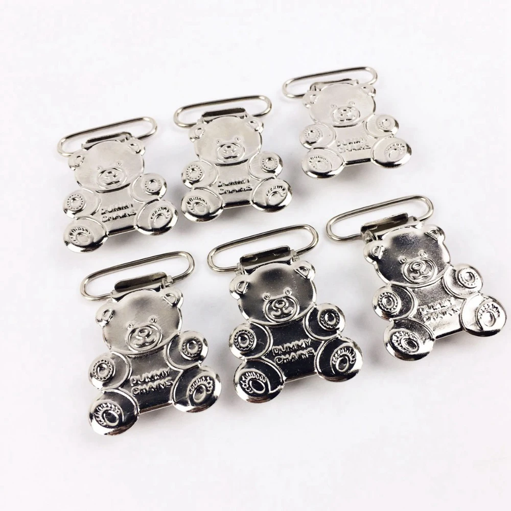 10PCS Bear Suspender Clips Baby Nursing Accessories Birth Gift Binky Clip Cute Children DIY Draft Accessories Baby Bites Toys