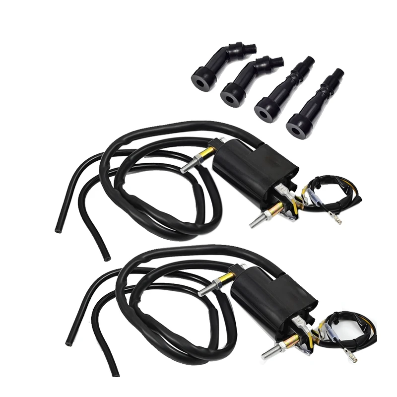 

NEW-Set of 2 Ignition Coils & Caps for Suzuki GS550 GS650 GS750 850 1000 1100 Kawasaki KZ400 650 750 900 1000 33410-45012