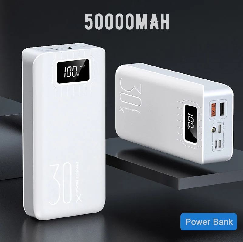 Внешний аккумулятор высокой емкости 50000 мАч 3 USB светодиодных аккумулятора