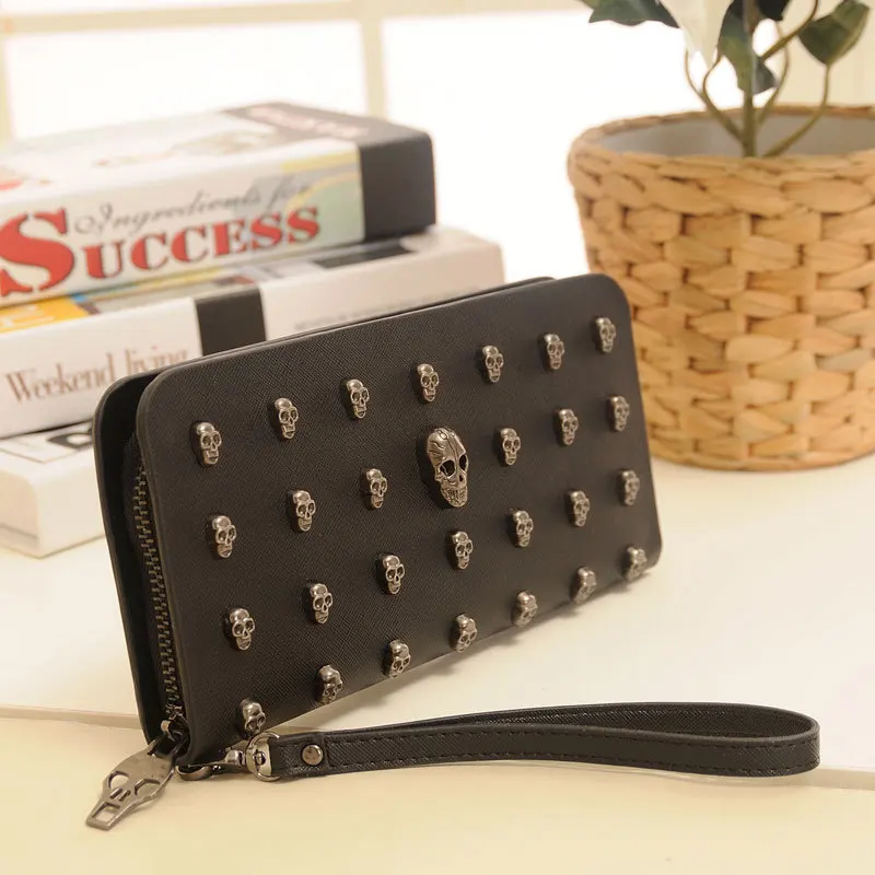 Хит продаж кошелек с черепами Женская длинная застежка молния клатч Европейский