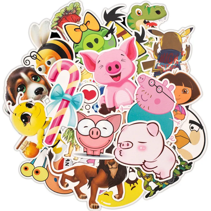 30 шт. животные Свинья мультфильм наклейки ноутбуки Macbook скейтборды багаж