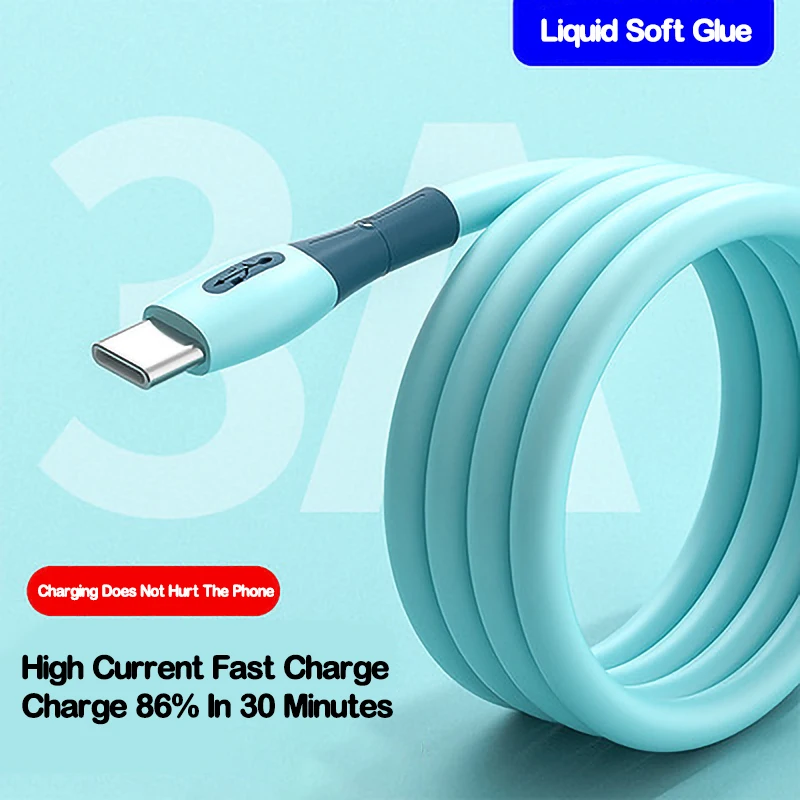 Кабель для быстрой зарядки HA43 из жидкого силикона CableTYPE-C, подходит для Xiaomi 9 Redmi note 9 10 Huawei P30 Mate 30 Pro, USB-кабель для передачи данных