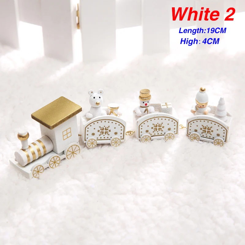White Train 2 Navidad деревянный Рождественский поезд новогодняя игрушка подарок для детей Снеговик Рождественская елка украшения для домашнего праздника - Цвет: White Train 2