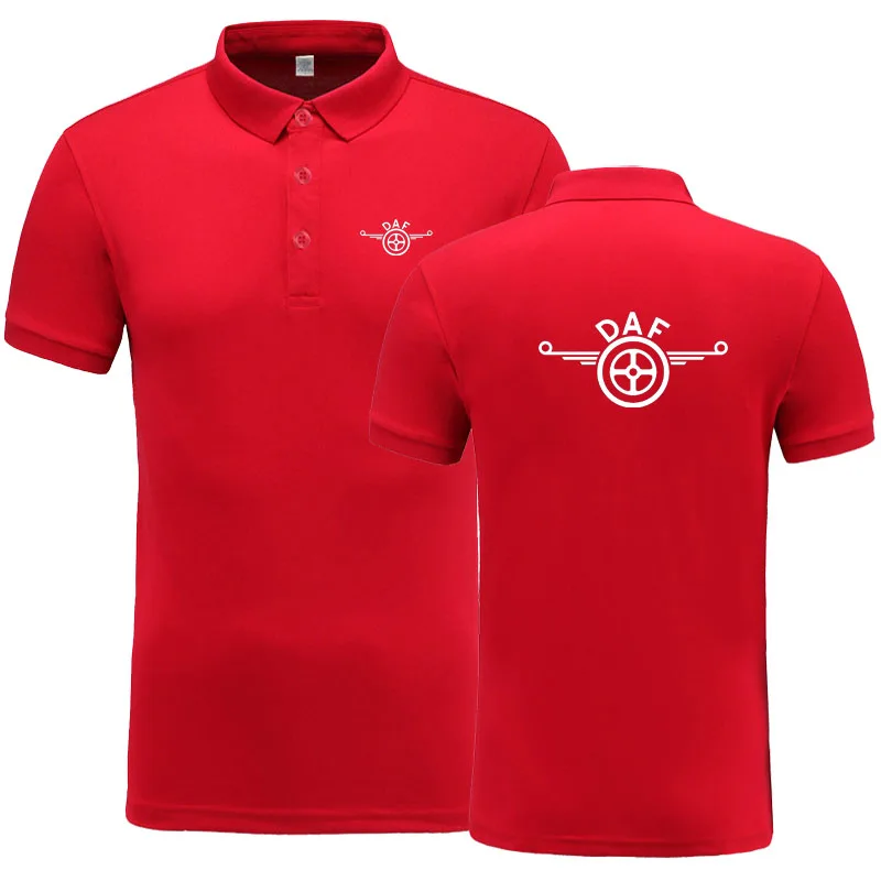 

Мужская хлопковая рубашка-поло, Повседневная деловая рубашка-поло с коротким рукавом и принтом логотипа DAF, лето 2021