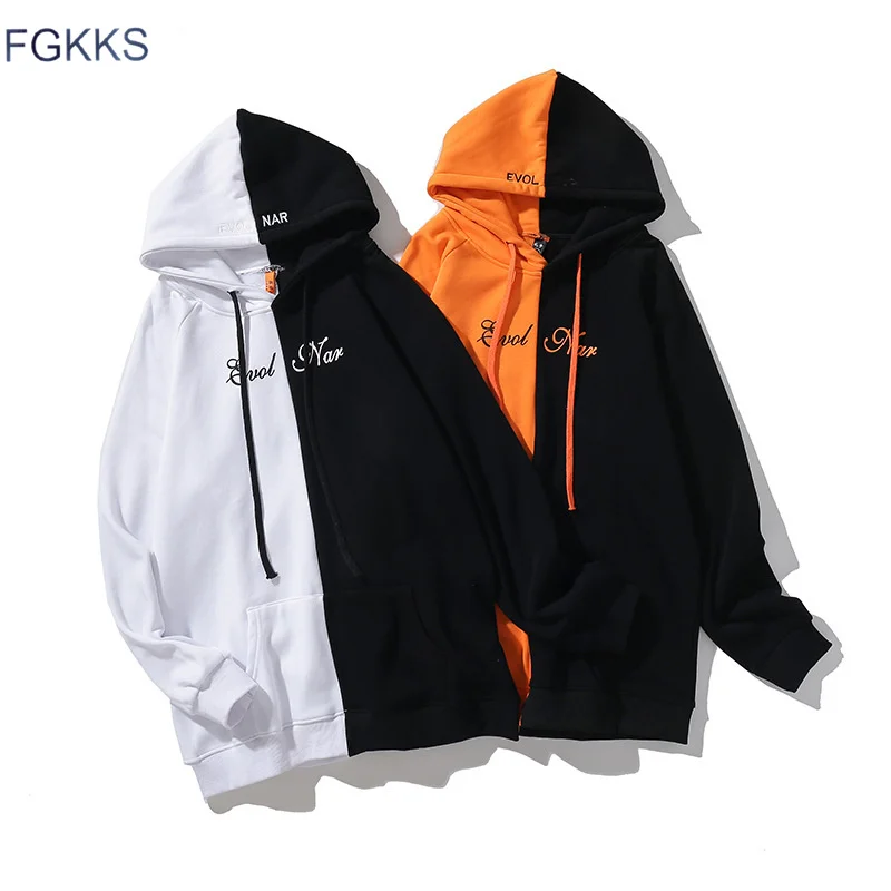 Бренд FGKKS мужские толстовки с капюшоном новая мода хип хоп контрастных цветов