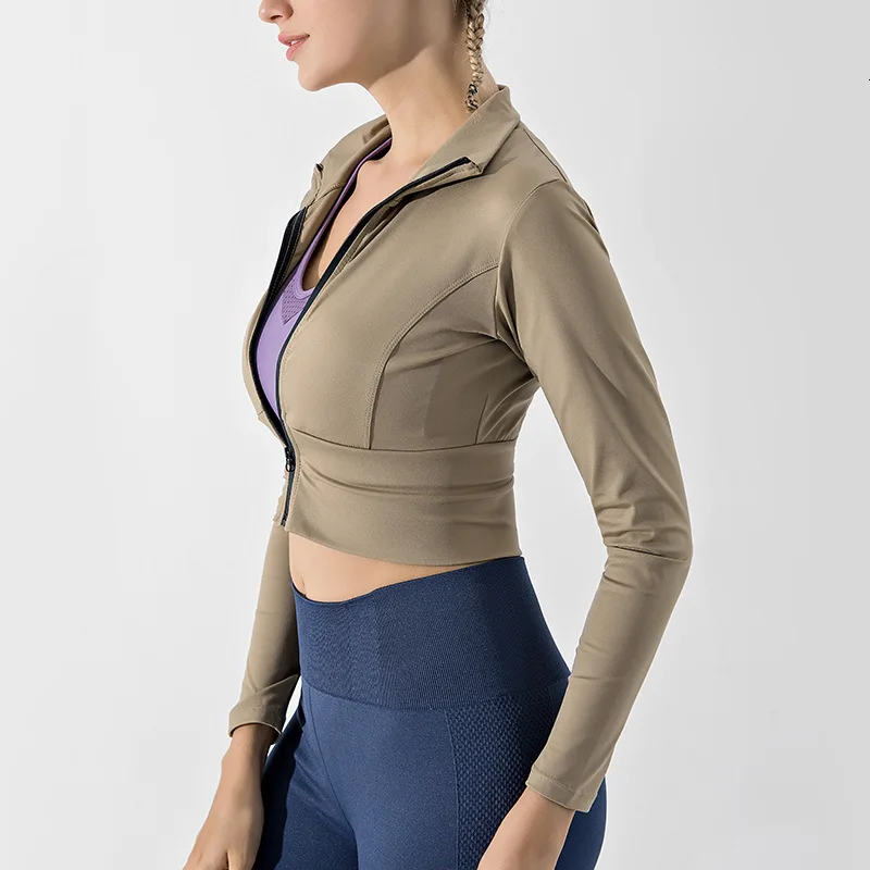 Спортивный женский укороченный топ для занятий йогой однотонная эластичная