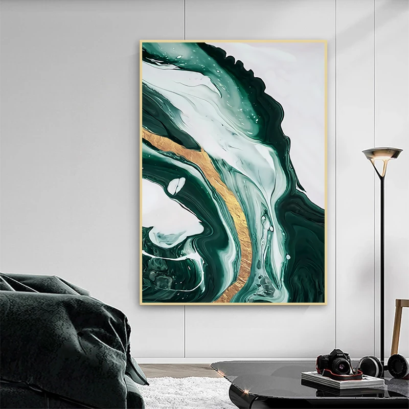 GREEN FLUID ABSTRACT TEXTURE POSTER PRINT