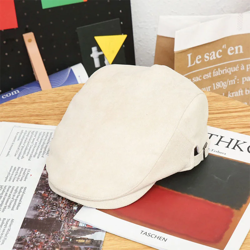 

7 Color Adjustable Men Beret Spring Autumn Visor Simple Women Beretes Solid Color Cap Forward Hat