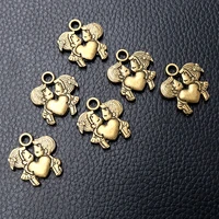 6pcslot antique bronze couple love charm metal pendants diy necklaces bracelets jewelry handicraft accessories 2221mm p719