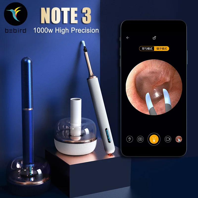 

Bebird Note 3 Intelligent Visual App Ear Stick Wax Picker 1000w High Precision Endoscope Mini Camera Otoscope Borescope Ear Care