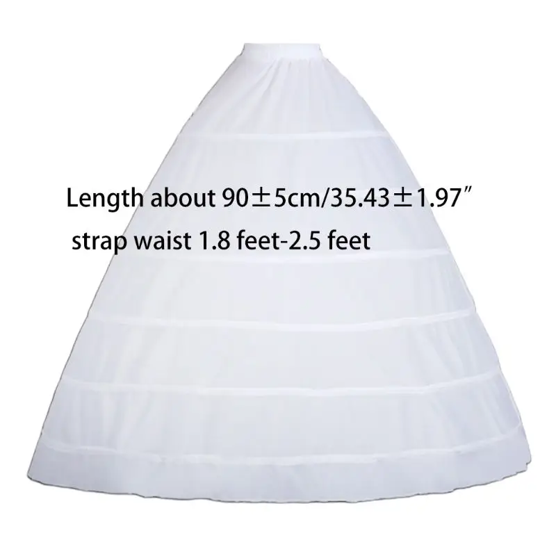

Women Full Shape 6 Hoop Skirt Ball Gown Petticoat Floor Length Underskirt Slip for Bridal Wedding Dress Adjustable Elastic