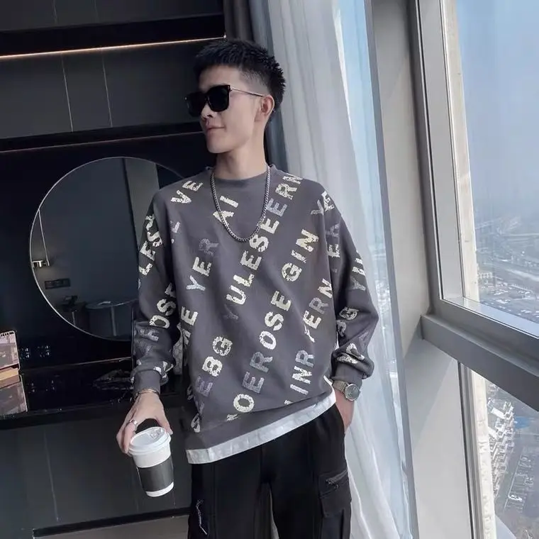 

Spring and Autumn New Round Neck Long Sleeve Shirt Men's Sweater Jacket