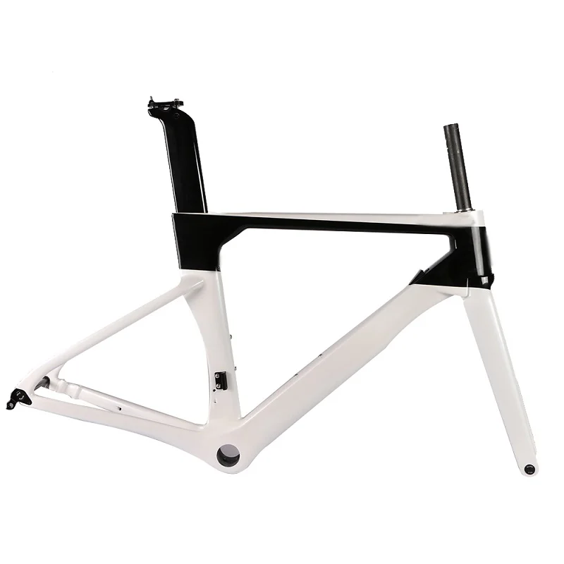 white frame Модель AEROSIX карбоновая рама для дорожного диска, дисковый тормоз, велосипедная рама, вилка, подседельный штырь с 5D Карбоновым рулем - Цвет: white frame