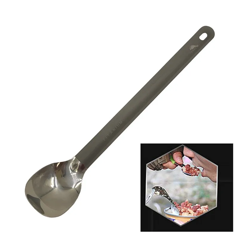 

1PC Camping Tableware Long-handled Spoon 21.5cm Titanium Outdoor Spork Accessories