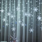 Рождественская светодиодная гирлянда в виде снежинки для помещений и улицы, мигающая сказосветильник Гирлянда-занавеска, гирлянда для праздника, вечеринки, Новогоднее украшение