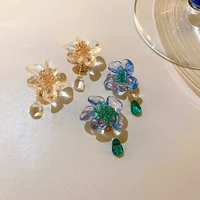 yangliujia 2021 new acrylic flower ear clip han edition female temperament elegant earrings jewelry fashion