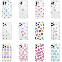 love heart phone case for iphone 13 12 11 8 7 pro max plus x xs xr mini transparent clear new cute lovely shell cover coque capa
