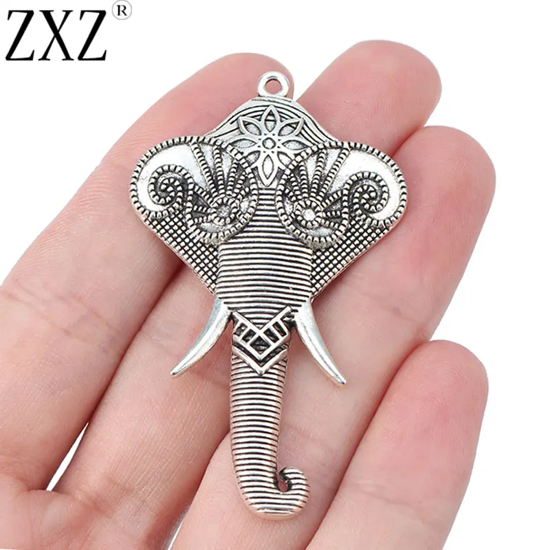 ZXZ 10 шт. тибетский серебряный Большой Слон фотоэлемент для изготовления ювелирных изделий 61x37 мм