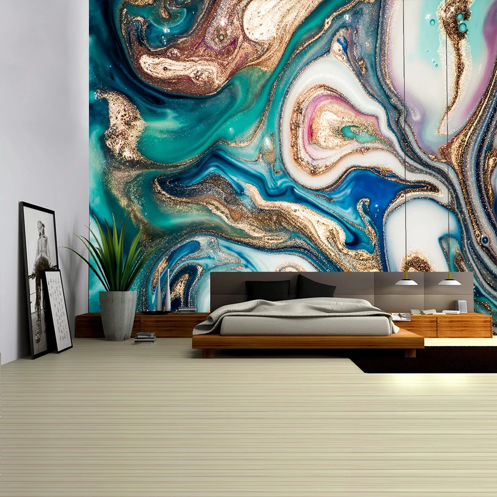 Психоделический мраморный фон золотая фольга красочный художественный домашний