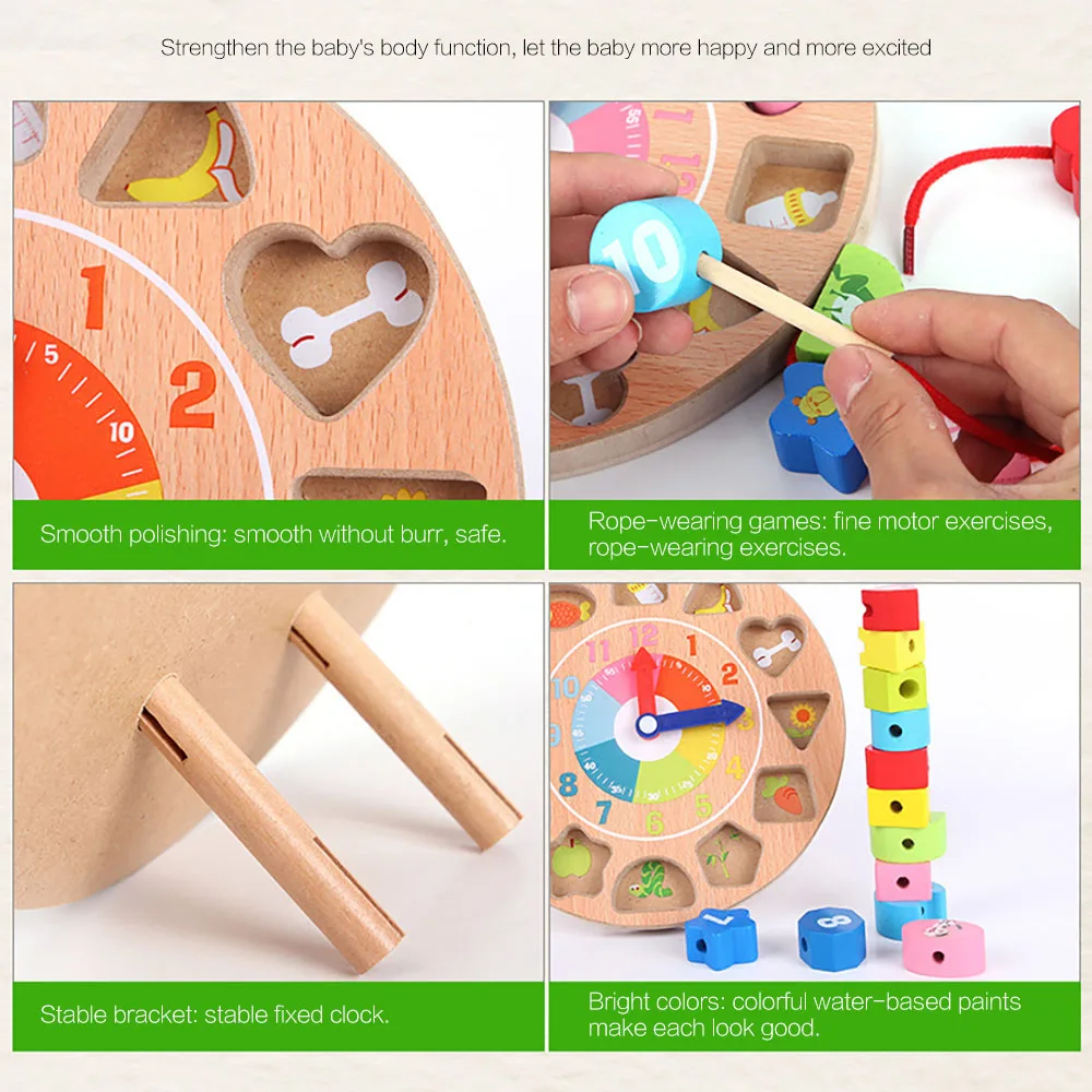 Развивающая игрушка для малышей деревянные игрушки красочные цифры часы