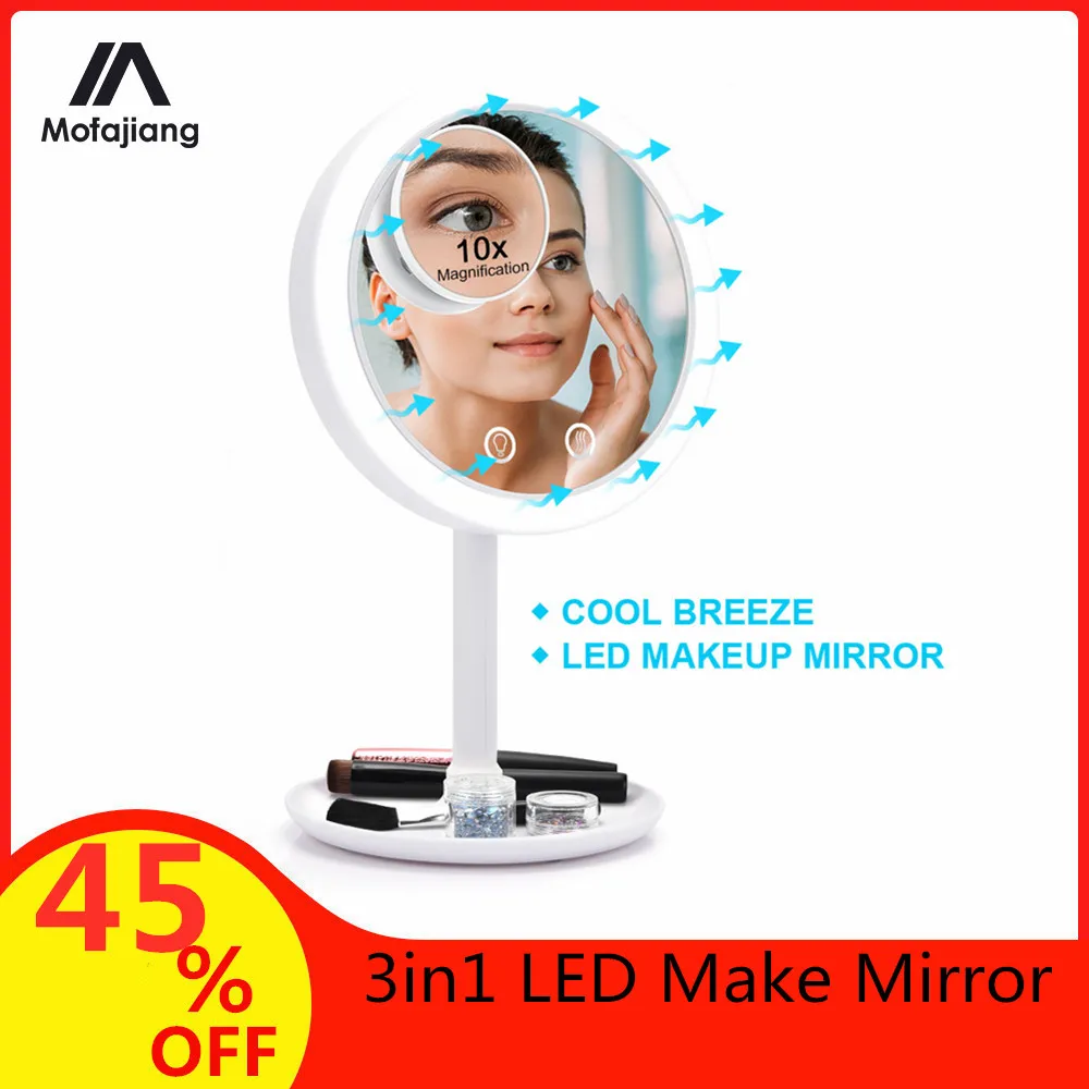 3 в 1 зеркало для макияжа с подсветкой вращение на 180 градусов|Зеркала макияжа| |
