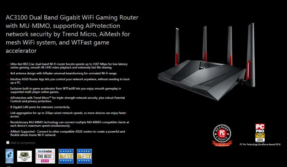 Топ 5 лучших ASUS RT-AC88U AC3100 двухдиапазонный гигабитный Wi-Fi игровой 4K маршрутизатор с MU-MIMO, AiMesh, 3167 Мбит/с, обновляемая система Merlin