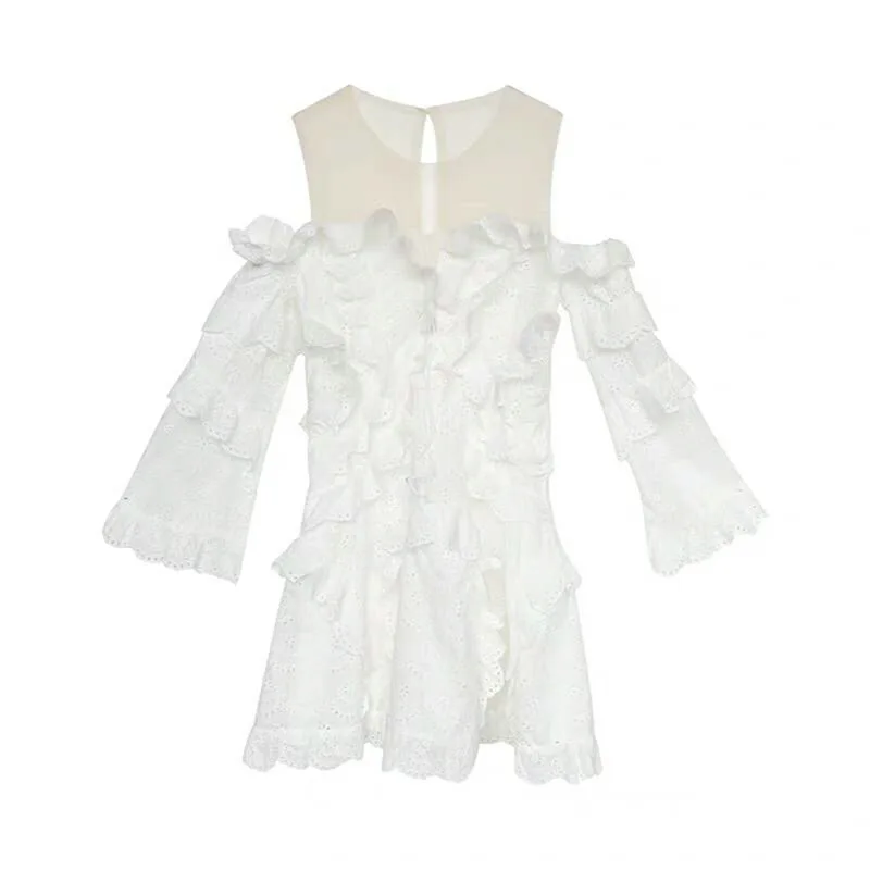 Женское Короткое мини-платье DEAT белое хлопковое платье без бретелек с длинным