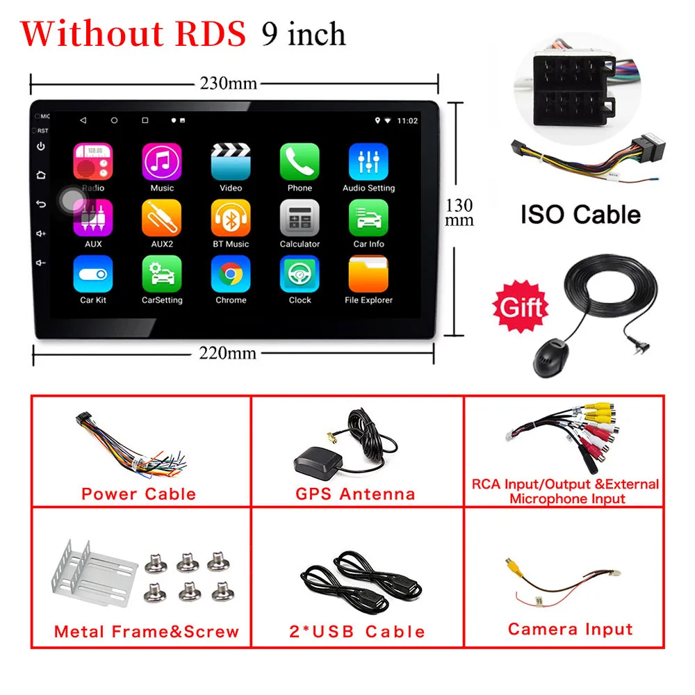 9 Inch NO RDS 10 дюймов и 9 дюймов OBD радио 2din Android 8,1 Универсальный 1G+ 16G стерео 1024x600 экран gps MirrorLink Bluetooth wifi FM SWC DAB - Цвет: 9 Inch NO RDS