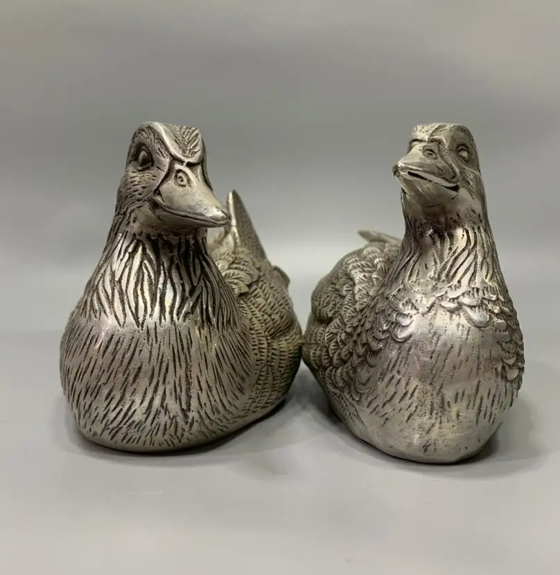 Китайская Статуэтка из белой меди архаиз утка-мандарин поделки пара | Дом и сад