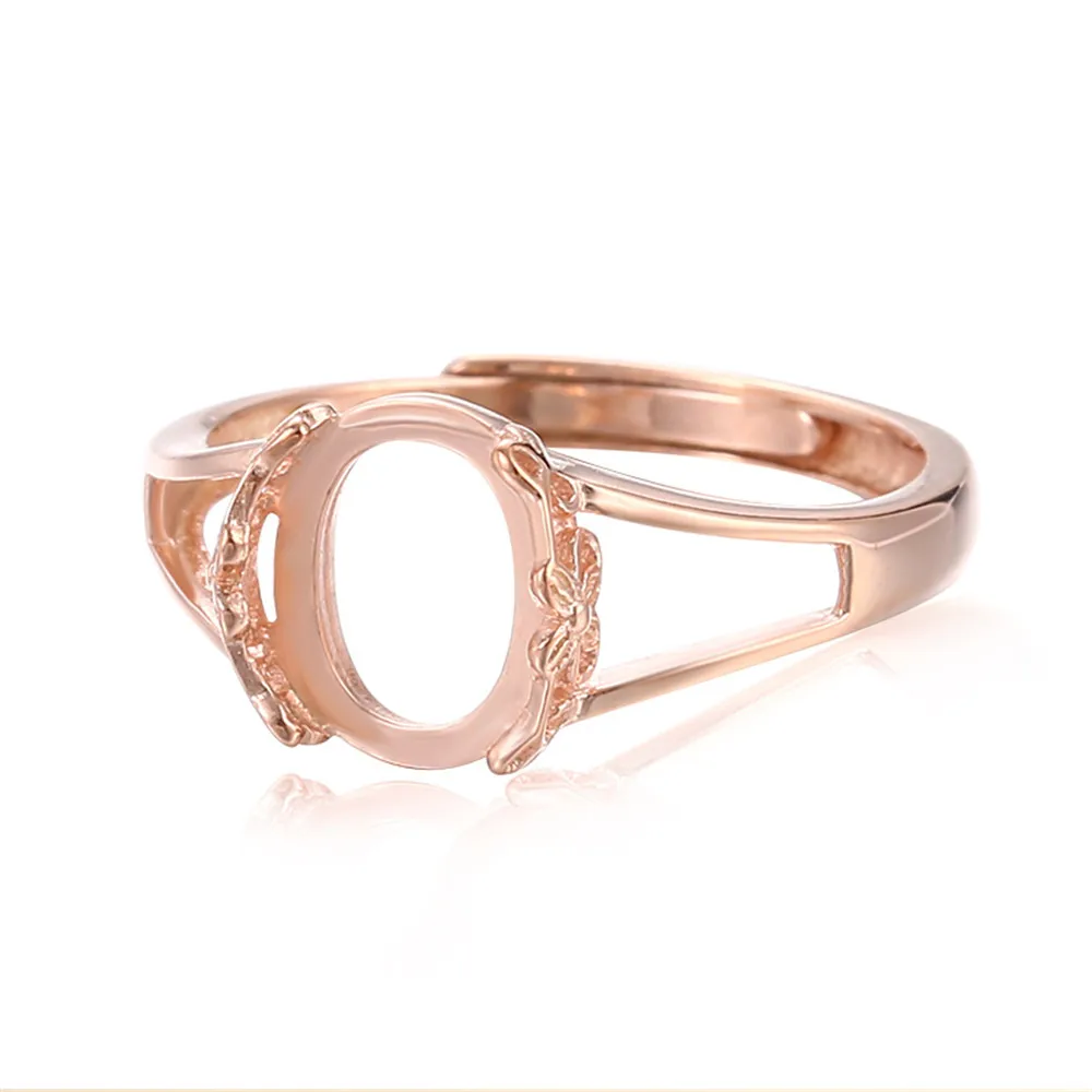 

Adjustable Ring Blank for 7x9mm/8x10mm/10x14mm/13x18mm/9x9mm/12x12mm Oval or Round Cabochons Rose Gold Plated 925 Silver