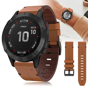 Ремешок из натуральной кожи для Garmin Fenix 6  6 Pro, ремешок Fenix 5  5 Plus, сменный Браслет для смарт-часов, ремешок 22 мм, ремешок для часов