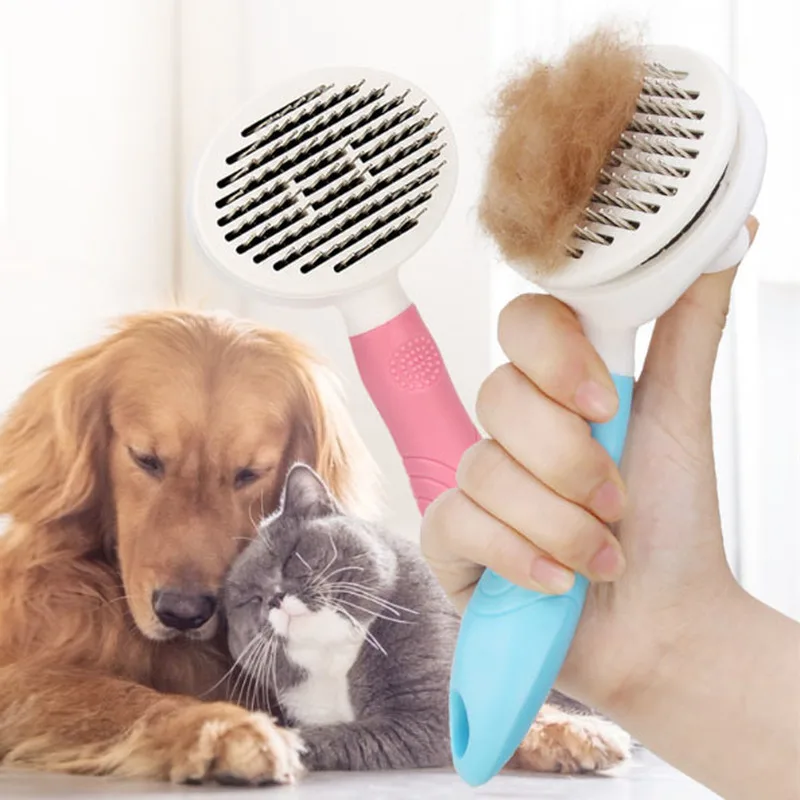 

Pet Combs Easy Remove Hair Self Cleaning Comb Brush Professional Grooming Brush for Dogs Cats Hair Removal Pet Accessories Tools
