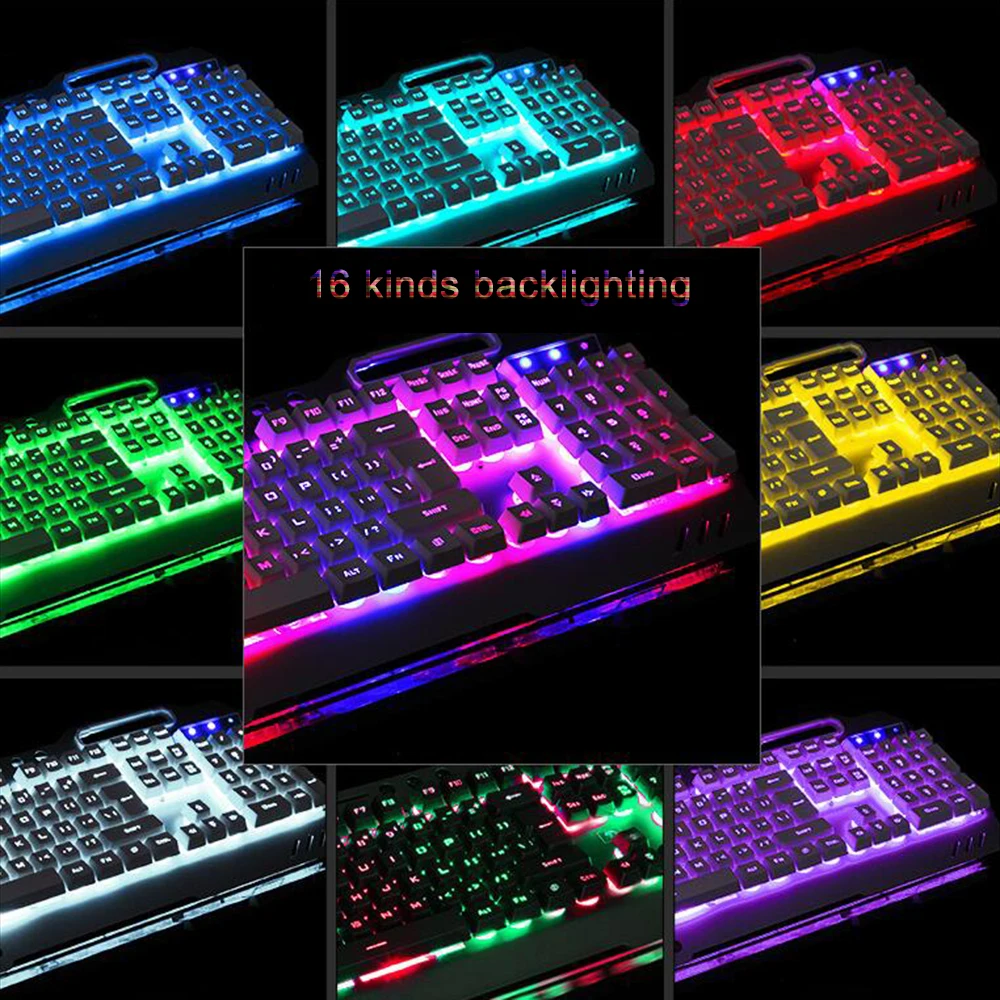 Проводная игровая клавиатура и мышь 3200 DPI RGB Радуга с подсветкой