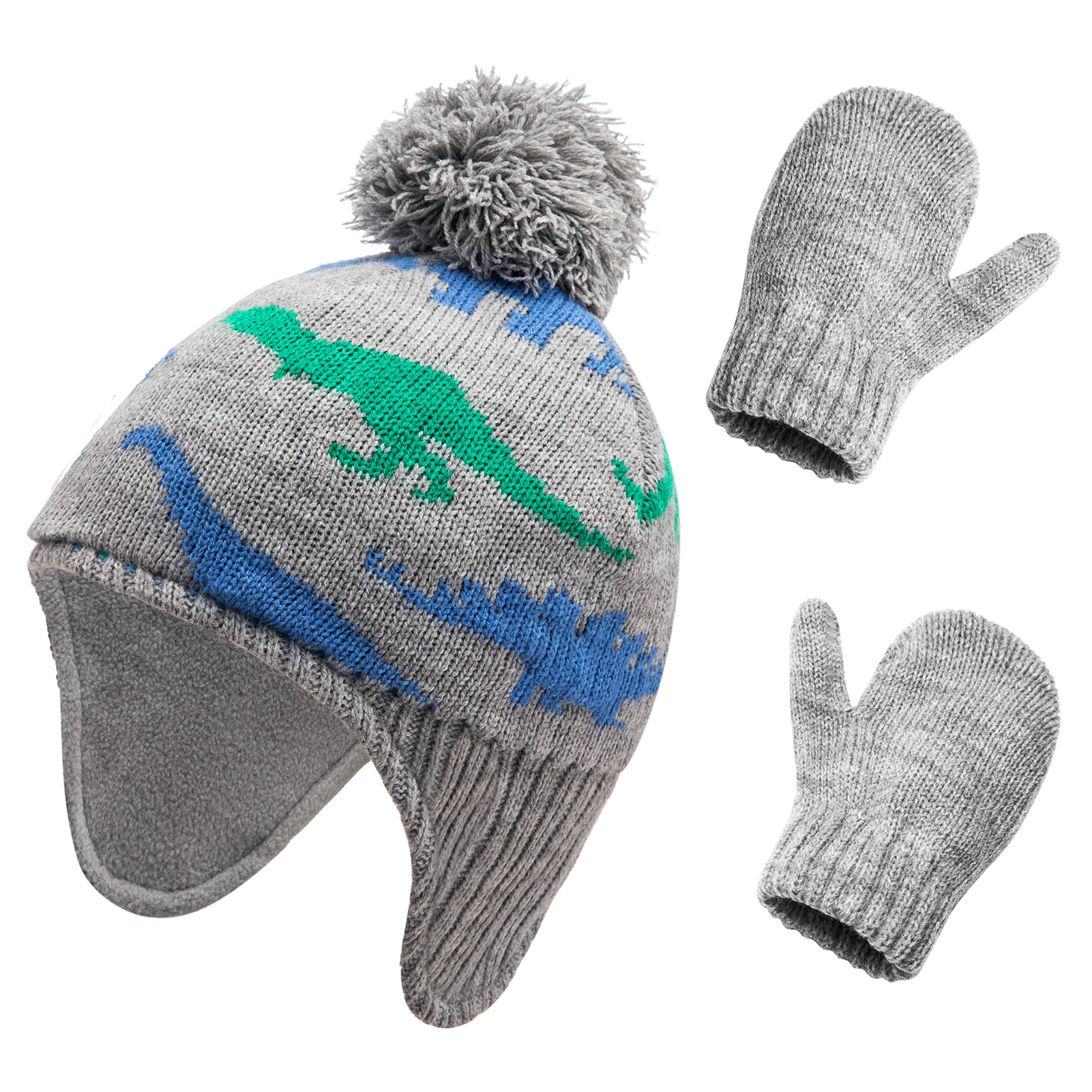 

Beanie Furry Balls Universal Gift Unisex Cute Soft Fashion Autumn Winter Baby Knitted Hat With Glove For Kids Casual Keep Warm