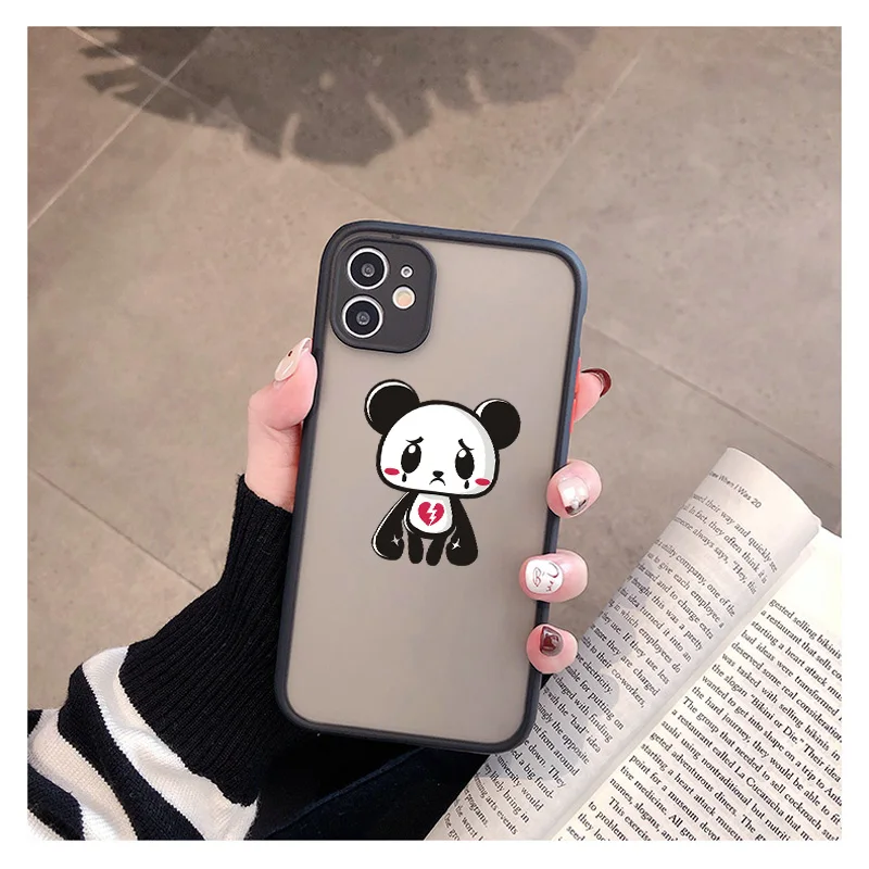 

Grieved panda Crying panda For iPhone 12 Mini pro 11 Pro Max SE 2020 cute Cover Matte Phone Case For iPhone X Xs XR 6s 7 8 Plus