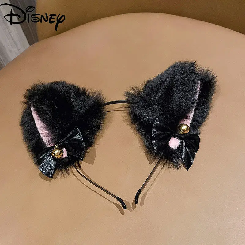 

Disney Cat Ears Hair Band Bells Bow Headband Female Cute Girl Heart Simple and Sweet Personality Headdress