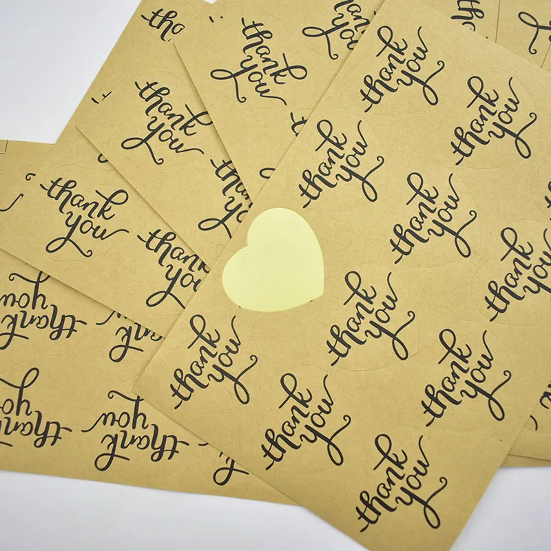 45 шт. винтажная наклейка с сердечками спасибо стикер этикеткой крафт-бумага