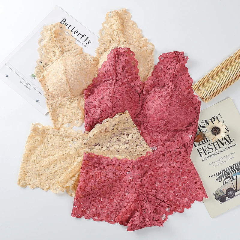 

Women Lace Bra Sets Seamless Underwear Bra & Brief Sets Woman's Intimates Push Up Padded Sexy Lingerie Suit Panties Bralette Bra