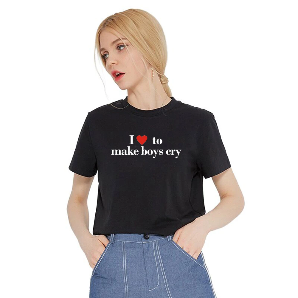 Забавная футболка с надписью I love to make boys cry забавная хипстерская модная женская
