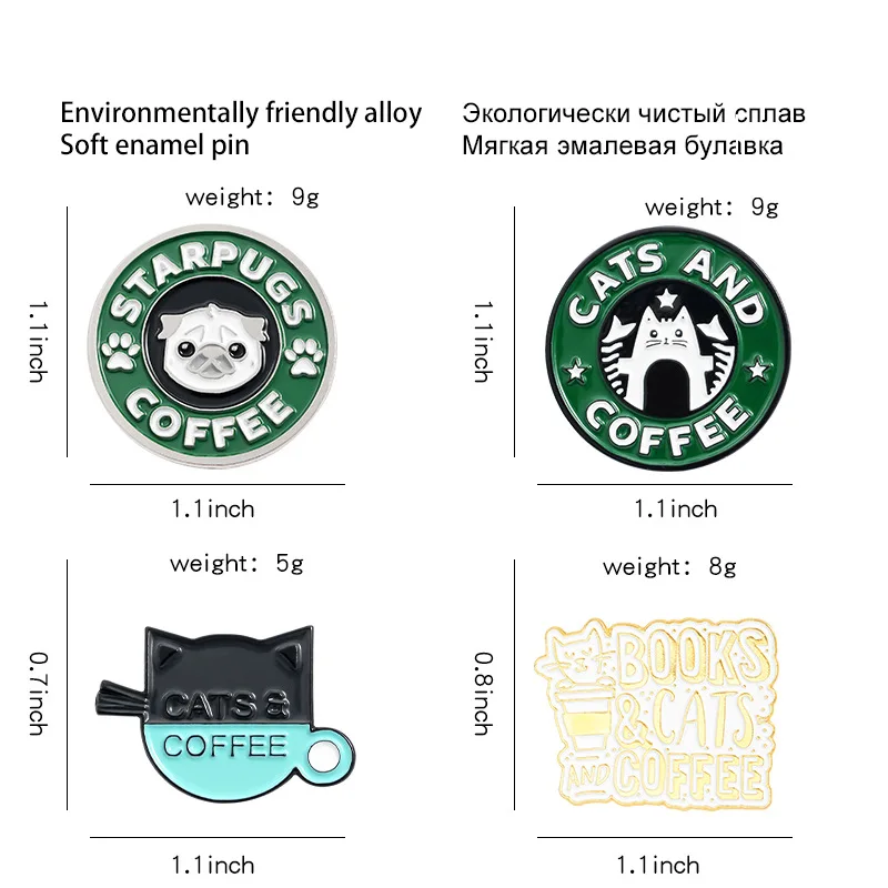 

Alloy Cartoon Animal Enamel Pin CATS COFFEE Brooch Fashion Lapel Metal Badge Backpack Accessories Jewelry Gift 2021