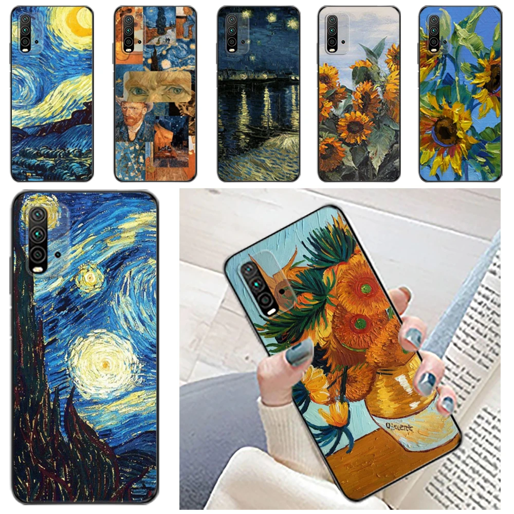 

Van Gogh Oil Painting Phone Case For Xiaomi Redmi Note 9T 9S 9 Pro MAX 5G 10X 10 10T 10S 4G 5G Art Chrysanthemum Night Sky