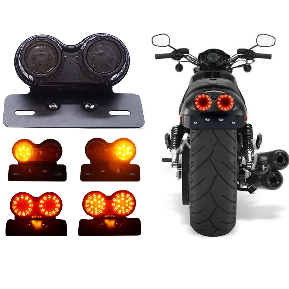

Universal Motorcycle LED Taillight Custom Motorbike Rear Stop Brake Lamp License Plate Light Turn Signal Indicators