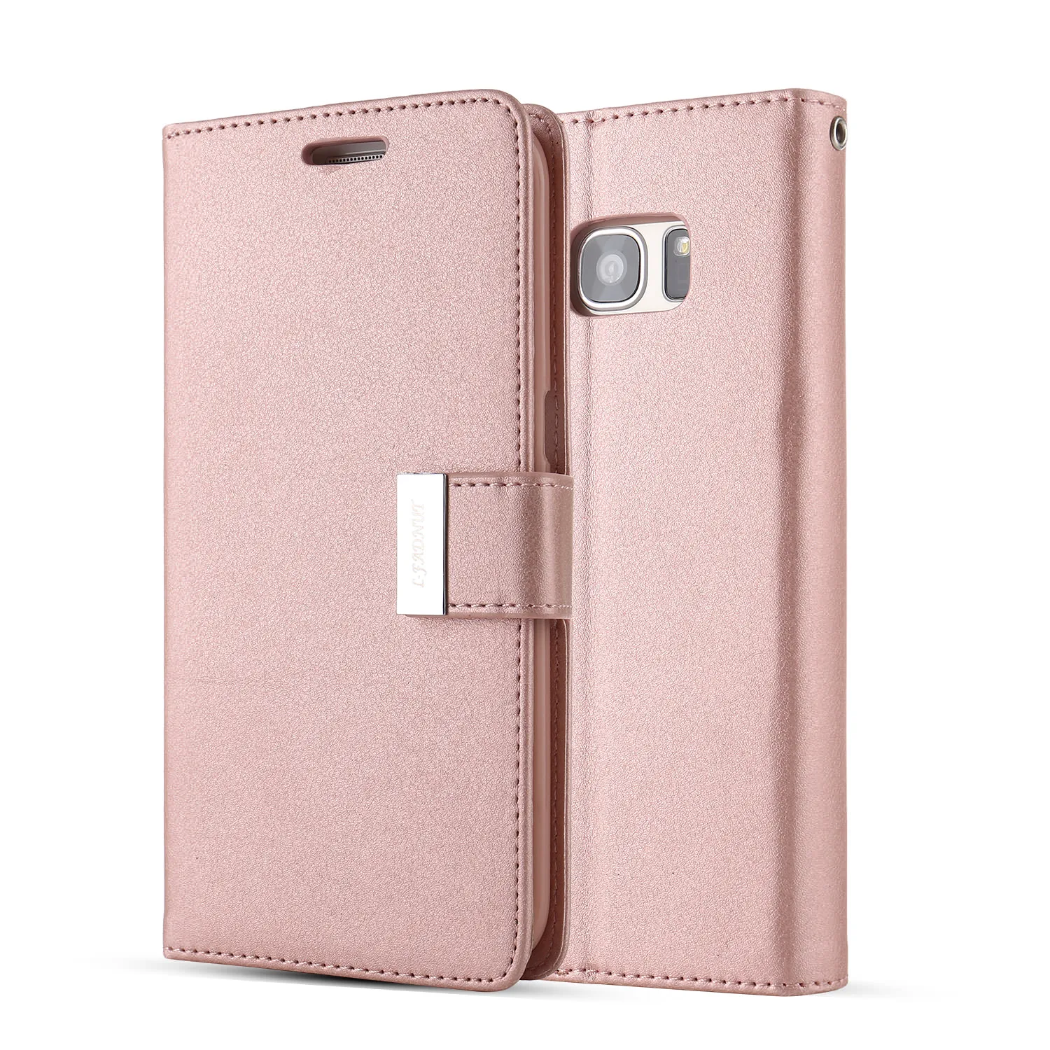 Rose gold LLZ. COQUE роскошный Премиум флип-чехол-кошелек для samsung Galaxy S9 Plus S10 S10E кожаный чехол для телефона для samsung S8 S7 Edge S6 S5 - Цвет: Rose gold