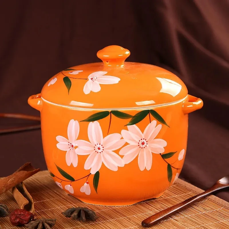 

Casserole Japanese-style Hand-painted Ceramic Bird's Nest Stew Cup with Lid, Large and Small Dessert Tonic Soup Pot, Household